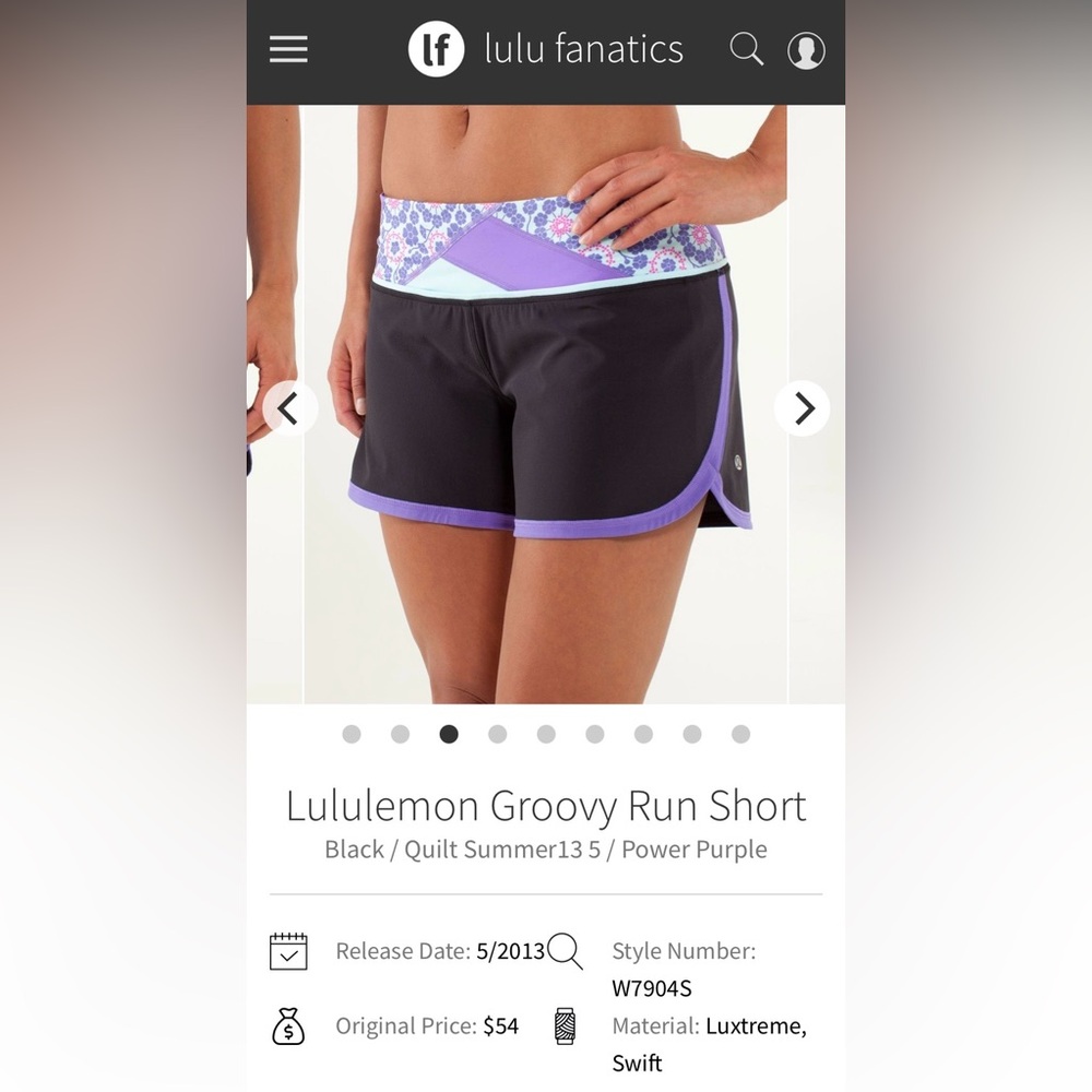 lululemon athletica Women's Groovy Run Shorts - Black with Purple Trim